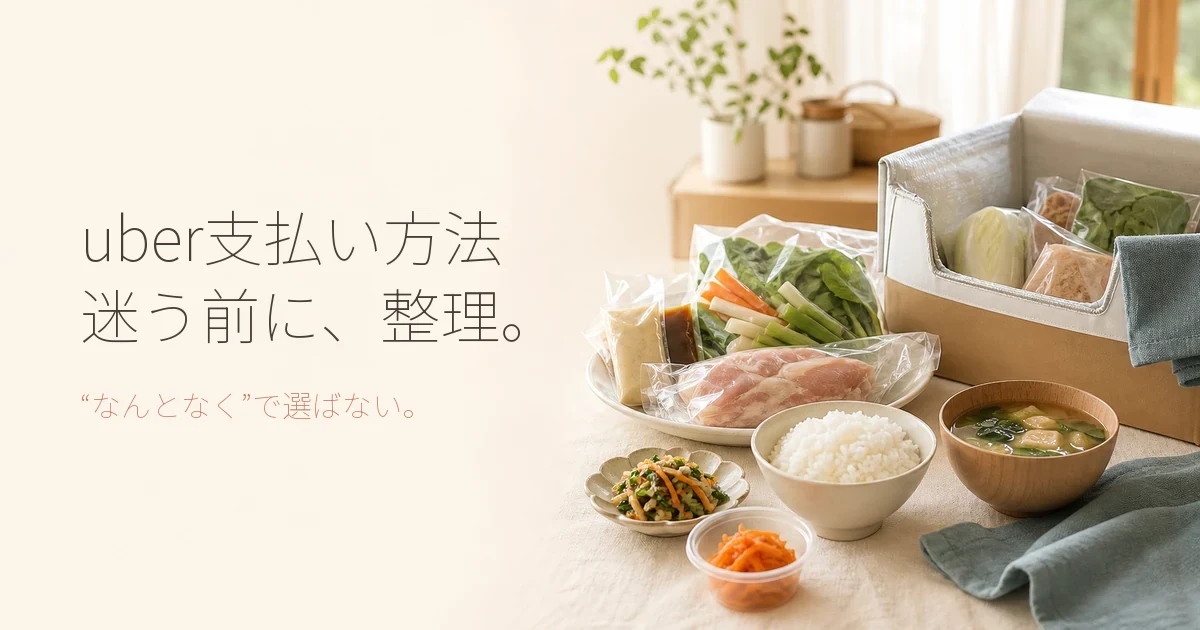 Uber支払い方法の検討と宅食・自炊のコストや利便性の比較