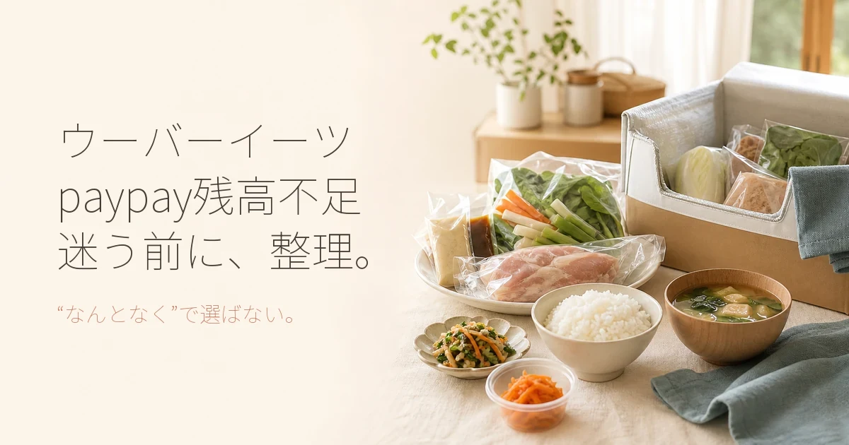 ウーバーイーツのPayPay残高不足対策！食費を抑える宅食・ミールキット比較