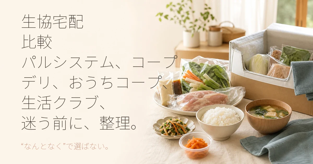 パルシステム・コープデリ・おうちコープ・生活クラブの生協宅配を比較